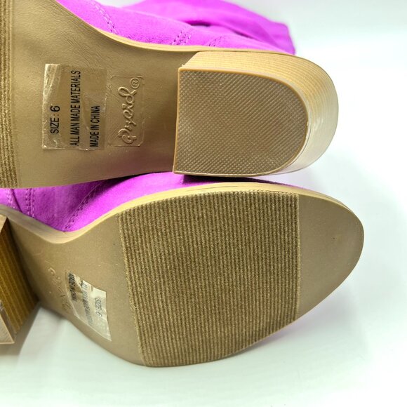 Qupid Womens Size 6 Fuchsia Pink Vegan Suede Western Style Boots - Picture 10 of 11